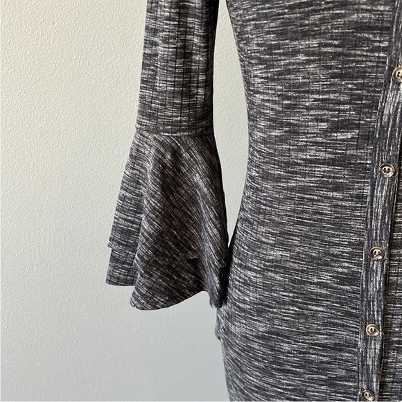 Lulu’s Jony Ribbed Button-Up Midi Sweater Dress Gray Space Dye - Picture 5 of 14